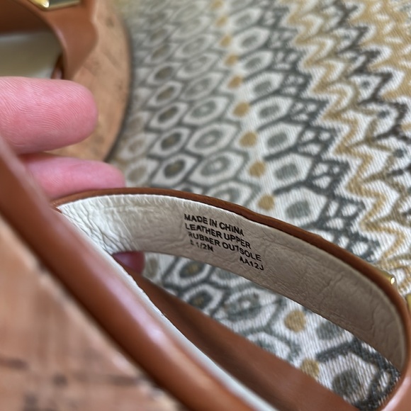 NWOT Michael Kors Brown Persia Cork Wedge Sandals with Gold Grommets - Picture 9 of 12